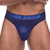 male power Thong DIAMOND MESH Bleu